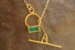 24k gold emerald pendant//24k emerald necklace//handmade emerald pendant//gold emerald pendant//24k pendant//gold emerald charm