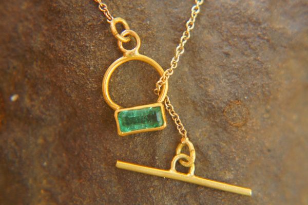 24k gold emerald pendant//24k emerald necklace//handmade emerald pendant//gold emerald pendant//24k pendant//gold emerald charm
