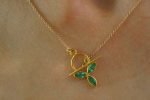 24k gold marquise emerald pendant//24k emerald necklace//handmade emerald pendant//gold emerald pendant//24k pendant//gold emerald charm