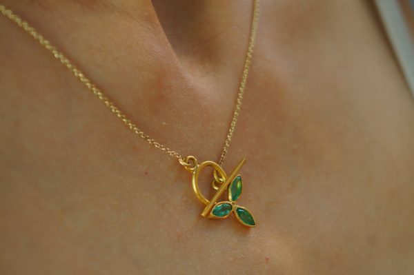 24k gold marquise emerald pendant//24k emerald necklace//handmade emerald pendant//gold emerald pendant//24k pendant//gold emerald charm