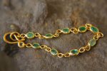 24k gold emerald bracelet//24k bracelet//emerald gold bracelet//24k emerald charm bracelet//handmade gold bracelet//artisan emerald bracelet