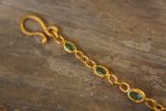 24k gold emerald bracelet//24k bracelet//emerald gold bracelet//24k emerald charm bracelet//handmade gold bracelet//artisan emerald bracelet