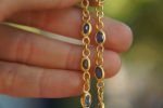 24k gold blue sapphire bracelet//24k bracelet//sapphire gold bracelet//24k sapphire charm bracelet//handmade gold bracelet//artisan bracelet
