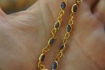 24k gold blue sapphire bracelet//24k bracelet//sapphire gold bracelet//24k sapphire charm bracelet//handmade gold bracelet//artisan bracelet