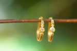 24k gold moissanite hoops//round moissanite gold hoops//24k solid gold//handmade artisan gold hoops//round moissanite gold earrings