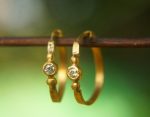 24k gold moissanite hoops//round moissanite gold hoops//24k solid gold//handmade artisan gold hoops//round moissanite gold earrings