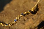 24k gold blue sapphire necklace//24k gold necklace//sapphire gold necklace//24k sapphire charm necklace//handmade necklace//artisan necklace