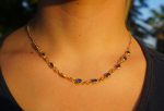 24k gold blue sapphire necklace//24k gold necklace//sapphire gold necklace//24k sapphire charm necklace//handmade necklace//artisan necklace