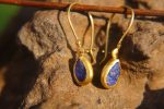 24k gold drop lapis dangles//gold drop lapis earrings//24k lapis dangles//artisan lapis earrings//gold lapis earrings//24k lapis dangles