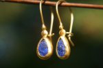 24k gold drop lapis dangles//gold drop lapis earrings//24k lapis dangles//artisan lapis earrings//gold lapis earrings//24k lapis dangles