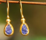 24k gold drop lapis dangles//gold drop lapis earrings//24k lapis dangles//artisan lapis earrings//gold lapis earrings//24k lapis dangles
