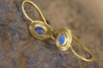 24k gold round lapis dangles//gold round lapis earrings//24k lapis dangles//artisan lapis earrings//gold lapis earrings//24k lapis dangles
