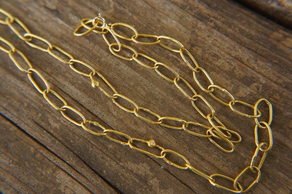 21k gold links and diamonds necklace//21k handmade links necklace//gold diamond artisan chain//21k gold chain necklace//artisan gold chain