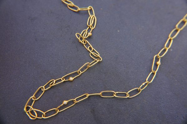 21k gold links and diamonds necklace//21k handmade links necklace//gold diamond artisan chain//21k gold chain necklace//artisan gold chain