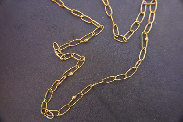 21k gold links and diamonds necklace//21k handmade links necklace//gold diamond artisan chain//21k gold chain necklace//artisan gold chain