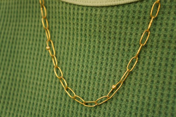 21k gold links and diamonds necklace//21k handmade links necklace//gold diamond artisan chain//21k gold chain necklace//artisan gold chain