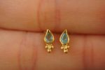 24k gold apatite studs//gold apatite earrings//24k gold blue gem studs//24k handmade Earrings//artisan apatite earrings//24k gold jewelry