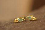 24k gold apatite studs//gold apatite earrings//24k gold blue gem studs//24k handmade Earrings//artisan apatite earrings//24k gold jewelry