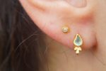 24k gold apatite studs//gold apatite earrings//24k gold blue gem studs//24k handmade Earrings//artisan apatite earrings//24k gold jewelry