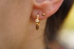 24k gold moissanite hoops//round moissanite gold hoops//24k solid gold//handmade artisan gold hoops//round moissanite gold earrings
