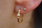 24k gold moissanite hoops//round moissanite gold hoops//24k solid gold//handmade artisan gold hoops//round moissanite gold earrings