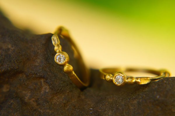 24k gold moissanite hoops//round moissanite gold hoops//24k solid gold//handmade artisan gold hoops//round moissanite gold earrings