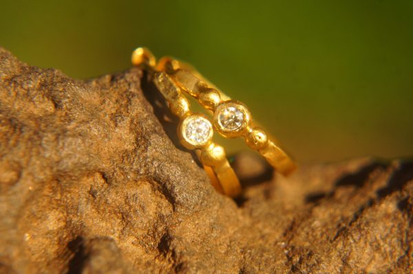 24k gold moissanite hoops//round moissanite gold hoops//24k solid gold//handmade artisan gold hoops//round moissanite gold earrings