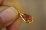 24k gold claws tourmaline pendant//drop pink tourmaline pendant//pink tourmaline gold chain//artisan tourmaline pendant//24k gold chain