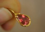 24k gold claws tourmaline pendant//drop pink tourmaline pendant//pink tourmaline gold chain//artisan tourmaline pendant//24k gold chain