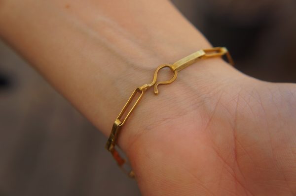 22k gold link bracelet//gold link bracelet//22k chain bracelet//gold bracelet//handmade link artisan bracelet//artisan gold 22k bracelet