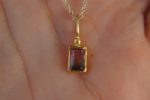 24k gold watermelon tourmaline pendant//watermelon tourmaline pendant//bicolor tourmaline gold chain//artisan tourmaline pendant//24k chain