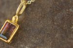 24k gold watermelon tourmaline pendant//watermelon tourmaline pendant//bicolor tourmaline gold chain//artisan tourmaline pendant//24k chain