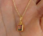 24k gold watermelon tourmaline pendant//watermelon tourmaline pendant//bicolor tourmaline gold chain//artisan tourmaline pendant//24k chain