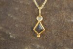 24k gold dark diamond and moissanite pendant//black diamond pendant//moissanite gold necklace//artisan dark diamond pendant
