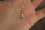 24k gold dark diamond and moissanite pendant//black diamond pendant//moissanite gold necklace//artisan dark diamond pendant