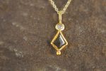 24k gold dark diamond and moissanite pendant//black diamond pendant//moissanite gold necklace//artisan dark diamond pendant