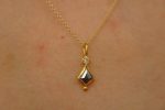 24k gold dark diamond and moissanite pendant//black diamond pendant//moissanite gold necklace//artisan dark diamond pendant