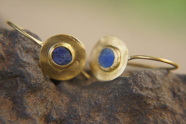 24k gold drop lapis dangles//gold drop lapis earrings//24k lapis dangles//artisan lapis earrings//gold lapis earrings//24k lapis dangles