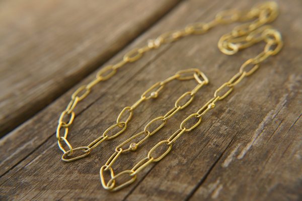 21k gold links and diamonds necklace//21k handmade links necklace//gold diamond artisan chain//21k gold chain necklace//artisan gold chain