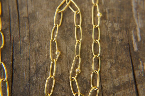 21k gold links and diamonds necklace//21k handmade links necklace//gold diamond artisan chain//21k gold chain necklace//artisan gold chain