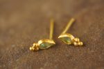 24k gold apatite studs//gold apatite earrings//24k gold blue gem studs//24k handmade Earrings//artisan apatite earrings//24k gold jewelry