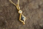 24k gold dark diamond and moissanite pendant//black diamond pendant//moissanite gold necklace//artisan dark diamond pendant