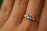 24k gold small blue tourmaline ring//gold tourmaline ring//24k tourmaline jewelry//tourmaline engagement ring//artisan tourmaline ring