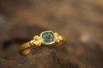 24k gold small blue tourmaline ring//gold tourmaline ring//24k tourmaline jewelry//tourmaline engagement ring//artisan tourmaline ring