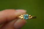 24k gold small blue tourmaline ring//gold tourmaline ring//24k tourmaline jewelry//tourmaline engagement ring//artisan tourmaline ring
