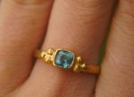 24k gold small blue tourmaline ring//gold tourmaline ring//24k tourmaline jewelry//tourmaline engagement ring//artisan tourmaline ring