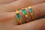 24k gold blue tourmaline ring//gold tourmaline ring//24k tourmaline jewelry//unique tourmaline engagement ring//artisan tourmaline ring
