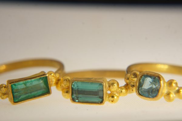 24k gold blue tourmaline ring//gold tourmaline ring//24k tourmaline jewelry//unique tourmaline engagement ring//artisan tourmaline ring