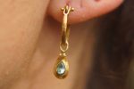 22k gold apatite hoops//gold apatite hoops//artisan gold apatite earrings//handmade artisan gold hoops//22k gold apatite earrings