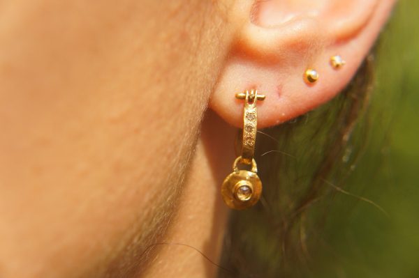 22k gold champagne diamond hoops//gold diamond hoops//gold champagne diamond earrings//handmade gold hoops//22k gold diamond earrings